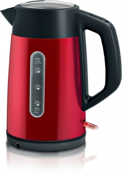Bosch TWK3P434 DesignLine Wasserkocher 1,7 l Edelstahl rot