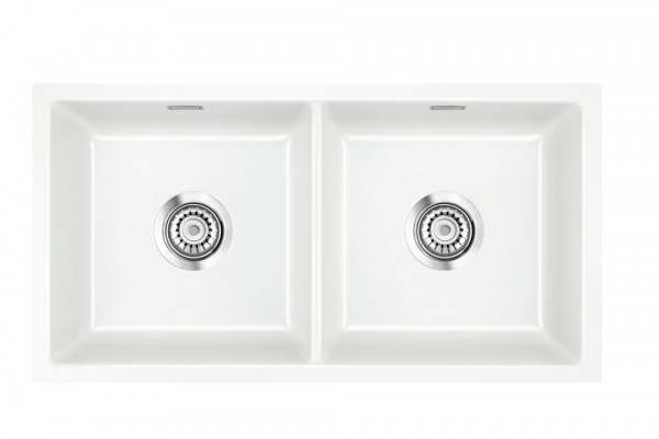 Systemceram KeraDomo Keramikspüle MERA TWIN F/o flächenbündig ohne Hahnlochbank 